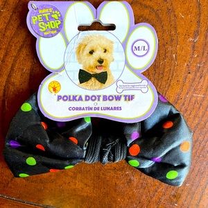 Polka Dot Black Bow Tie, size M/L